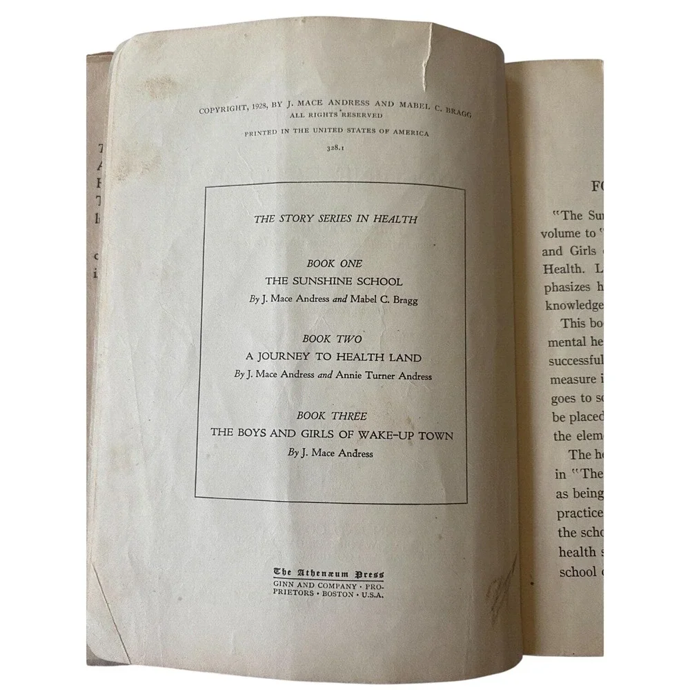 The Story Series in Health The Sunshine School by Andress & Bragg 1928 Ginn & Co